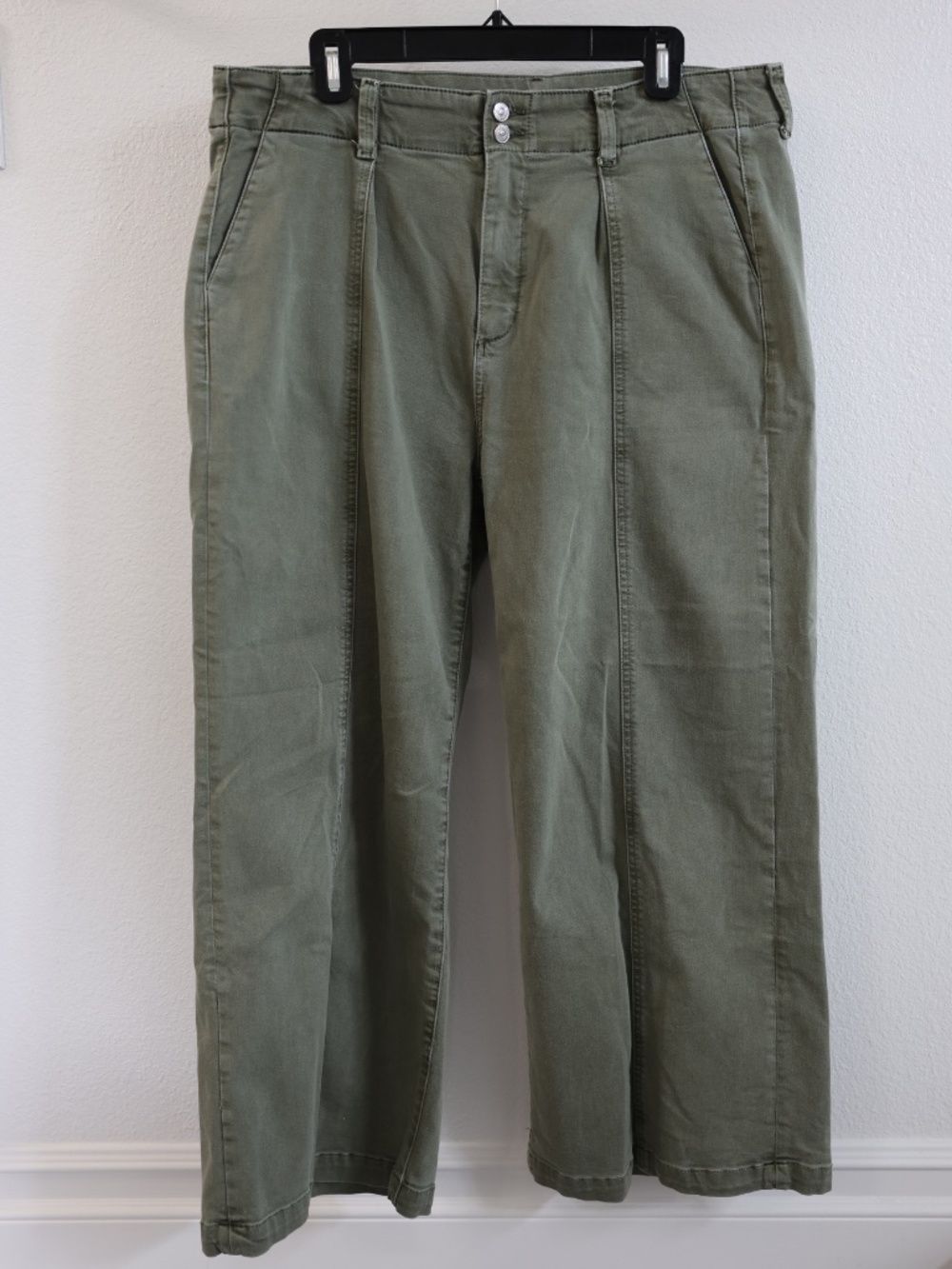 PAIGE Brooklyn High Waist Crop Wide Leg Pants (Green) - Picture 2 of 5